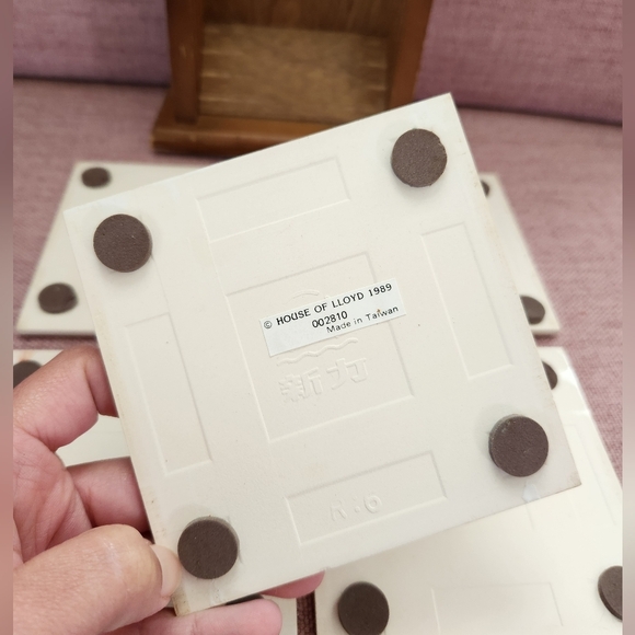 Vintage 1989 House of Lloyd Country Cottage Set of 4 Tile Coaster / Trivet Set - Picture 8 of 10